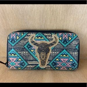 Wallet Skull Front Zippered Around